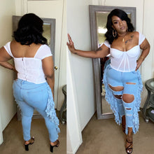 Load image into Gallery viewer, It’s The Fringe Jeans Light Wash  (Sm-xLrg)