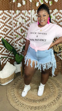 Load image into Gallery viewer, It’s The Fringe Light Wash Shorts(1x-3x)