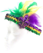 Load image into Gallery viewer, Mardi Gras Sequins Stretch Head Band