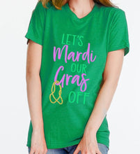 Load image into Gallery viewer, Let’s Mardi Gras Green Tee(Sm-2x)