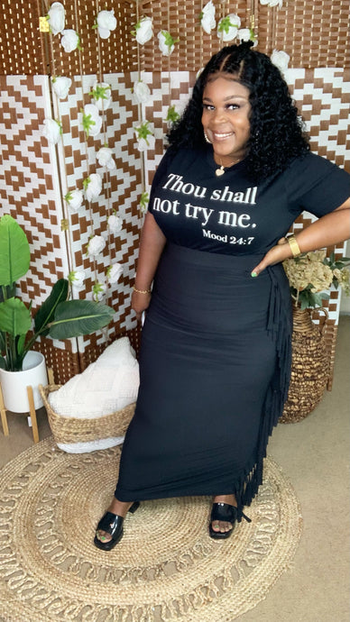 Addictive Fringed Maxi Skirt (black)