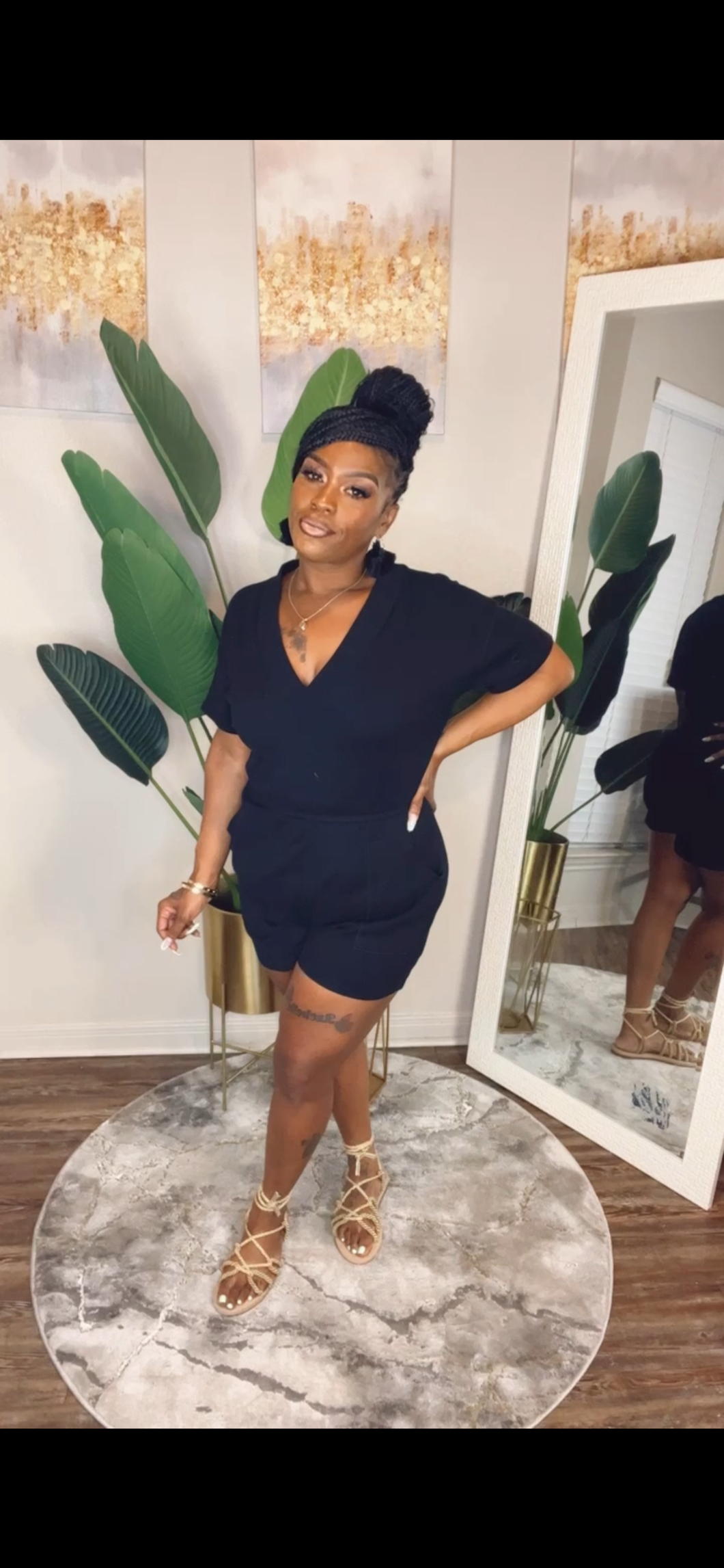 Natalie Romper Black Sm-3x