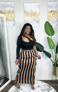 Addictive Fringe Striped Maxi Skirt